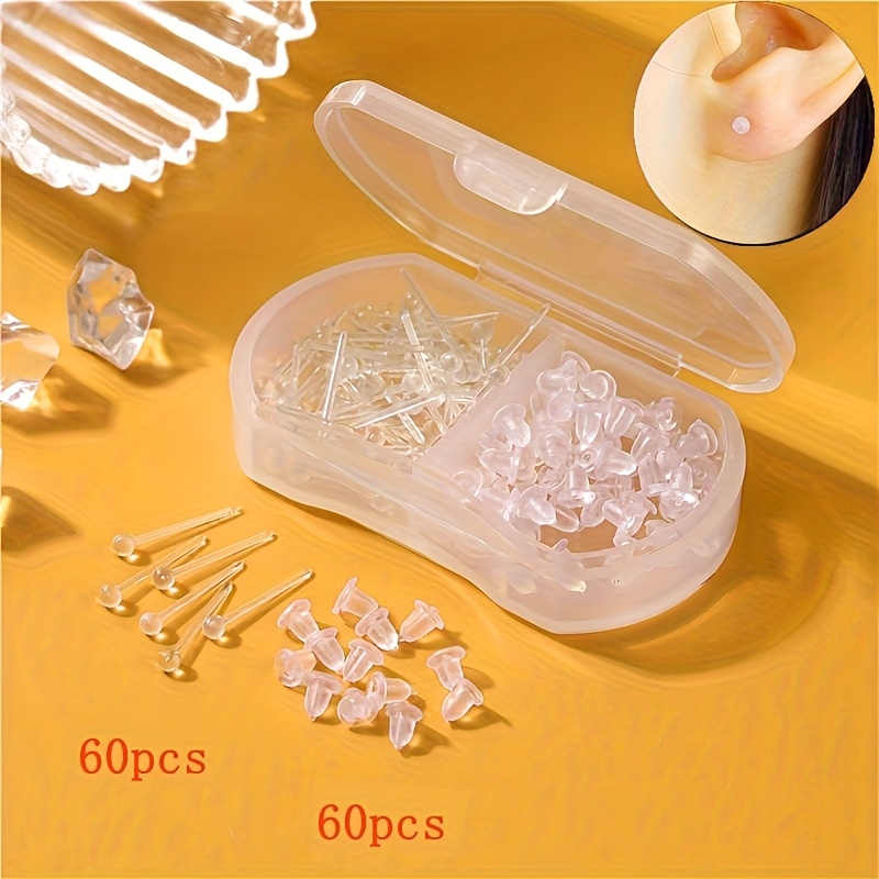 100 Pairs Clear Plastic Earrings w/ Storage Box